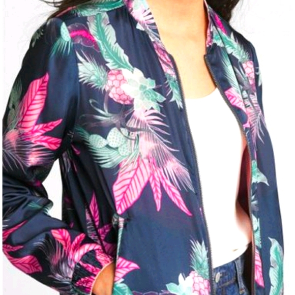 GAP Jackets & Blazers - Blue Pink Reversible Floral Bomber Jacket